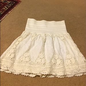 Crochet lace smocked short skirt